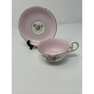 Vintage Royal Grafton Pink Floral Cup And Saucer Made In England